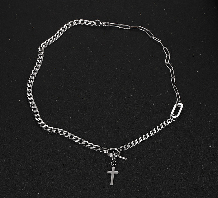 Hip-Hop Retro Cross Stainless Steel Toggle Pendant Necklace