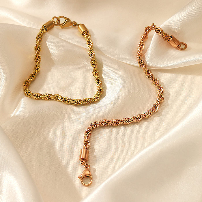 Bracelets plaqués or en acier inoxydable torsadé de style simple