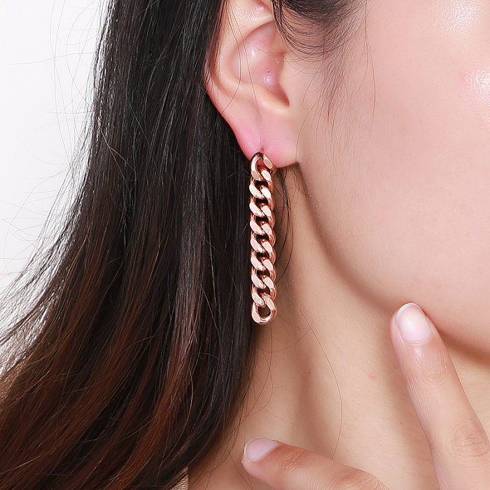 Boucles d'oreilles pendantes géométriques en acier inoxydable, Style Simple, placage sans incrustation, boucles d'oreilles en acier inoxydable