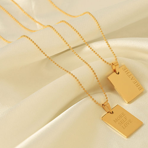 1 Piece Retro Letter Square Stainless Steel Plating Pendant Necklace