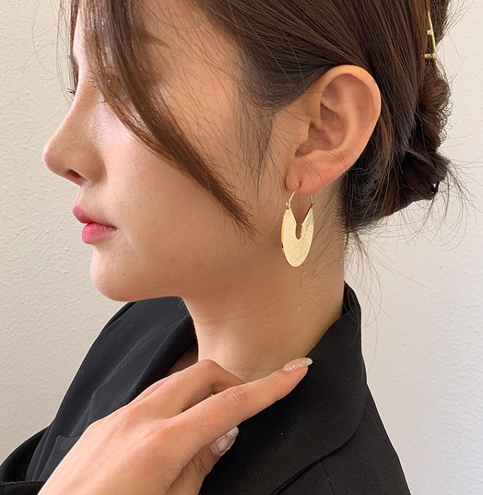 Boucles d'oreilles plaquées en acier inoxydable de couleur unie de style simple
