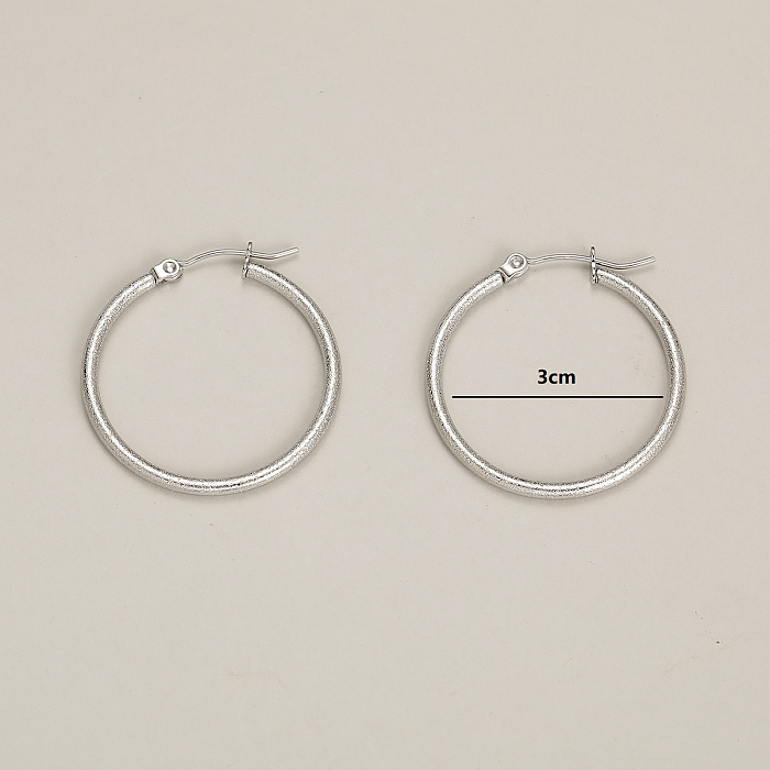1 Pair Casual Vacation Simple Style Circle Plating Stainless Steel  18K Gold Plated White Gold Plated Hoop Earrings