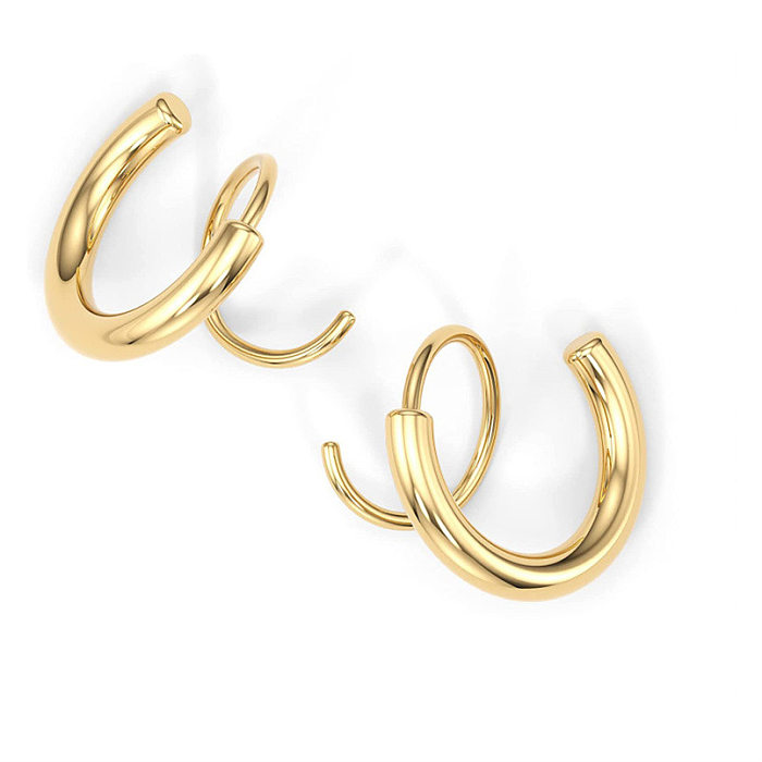 Großhandel 1 Paar schlichte The Answer-Ohrringe aus Edelstahl mit 18 Karat Vergoldung