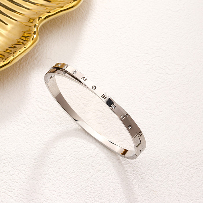 Lady Roman Numeral Stainless Steel Plating Bangle