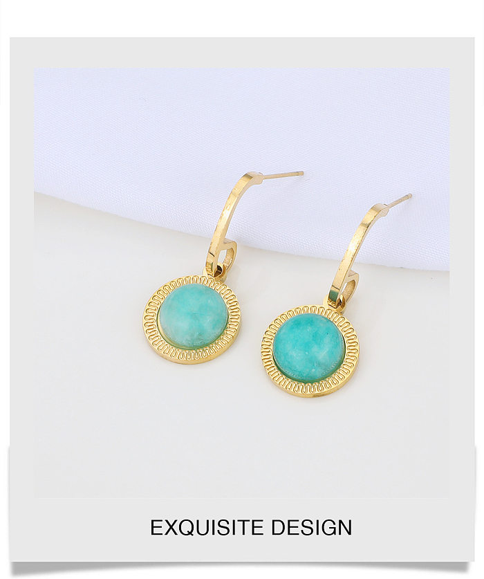 Boucles d'oreilles créatives en acier inoxydable Turquoise, bijoux, vente en gros, nouvelle collection