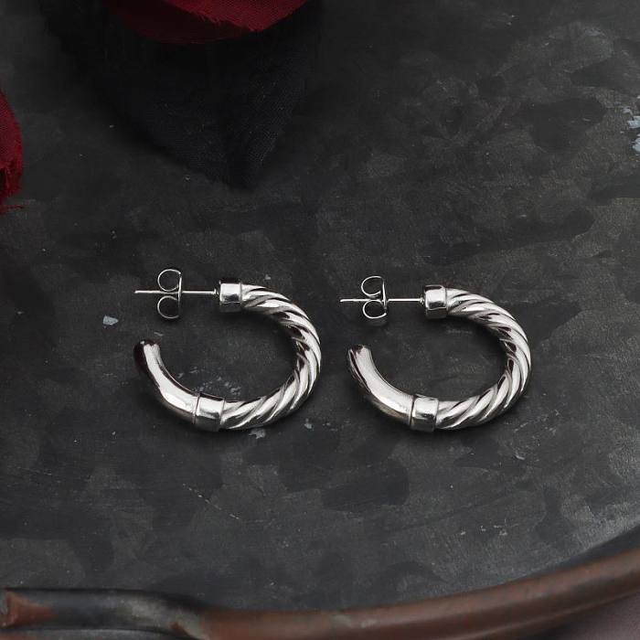 1 Pair Casual Modern Style C Shape Stainless Steel  Ear Studs