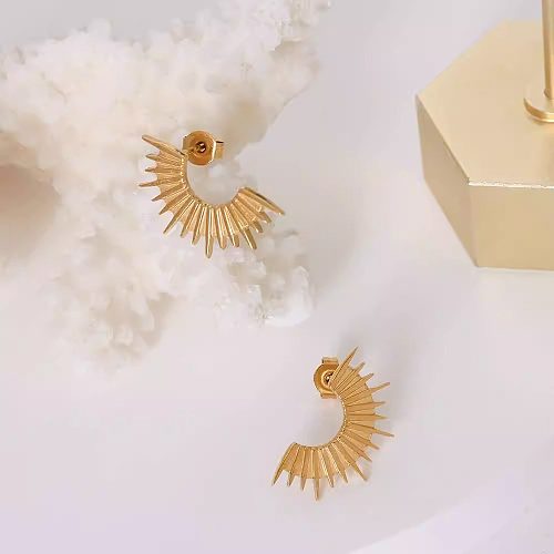 1 Pair Simple Style Solid Color Plating Stainless Steel Gold Plated Ear Studs