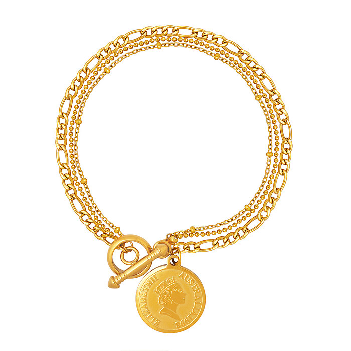 Großhandel elegante Damen-Armbänder aus einfarbigem Titanstahl mit 18-karätigem Goldüberzug