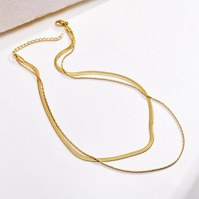 Casual Simple Style Solid Color Stainless Steel  18K Gold Plated Necklace In Bulk