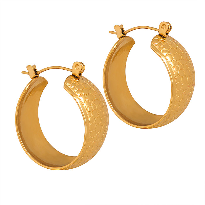 1 Pair Vintage Style Simple Style Solid Color Plating Stainless Steel Stainless Steel 18K Gold Plated Earrings