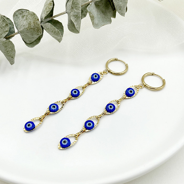 1 Paar lässige Neuheit Streetwear Augen-Emaille-Ohrringe aus Edelstahl vergoldet
