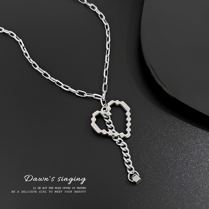 Fashion Heart Shape Stainless Steel  Necklace 1 Piece