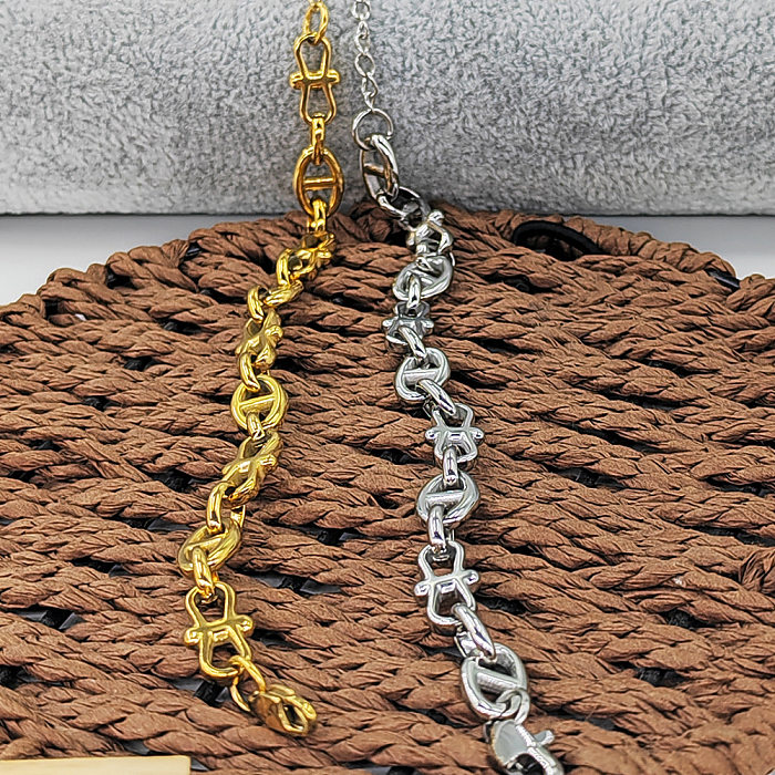 Bracelets plaqués en acier inoxydable, Style Simple, style Hip-Hop, nez de cochon, couleur unie