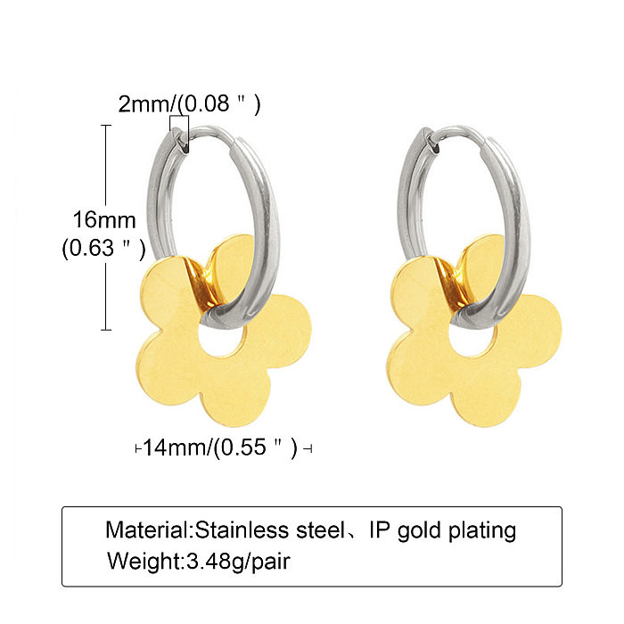Simple Style Flower Stainless Steel  Earrings Plating Stainless Steel  Earrings 1 Pair