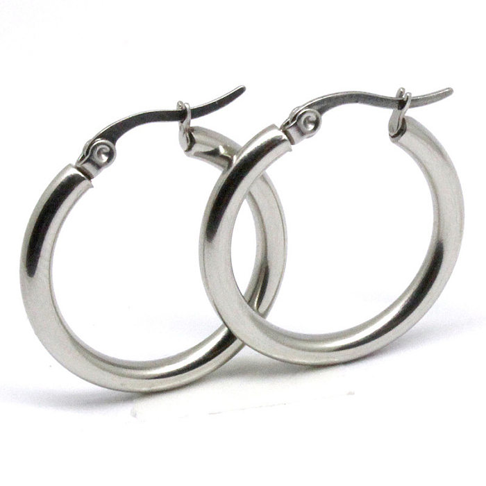 1 Pair Simple Style Circle Plating Stainless Steel  Gold Plated Hoop Earrings