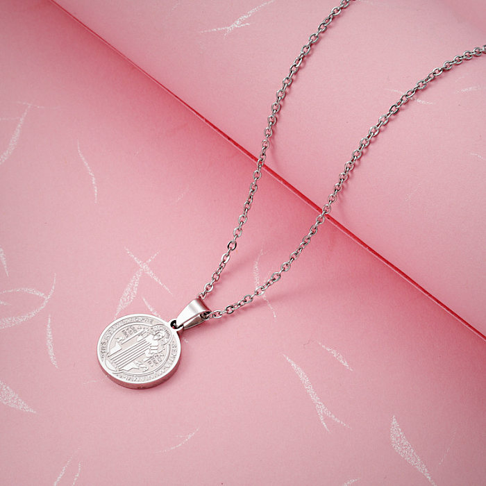 Commute Solid Color Stainless Steel  Plating Silver Plated Pendant Necklace
