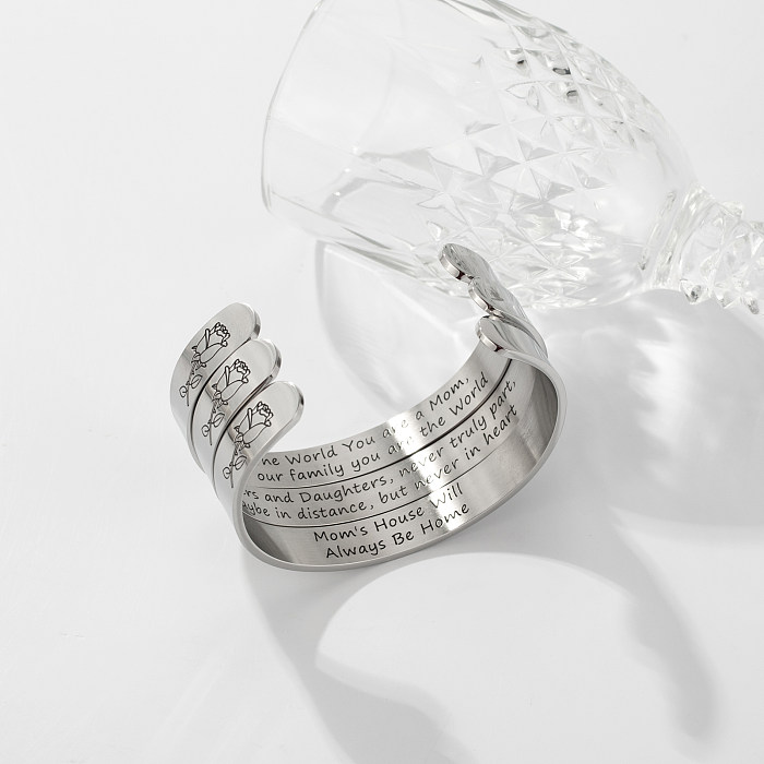 Simple Style Classic Style Letter Stainless Steel Titanium Steel Bangle In Bulk