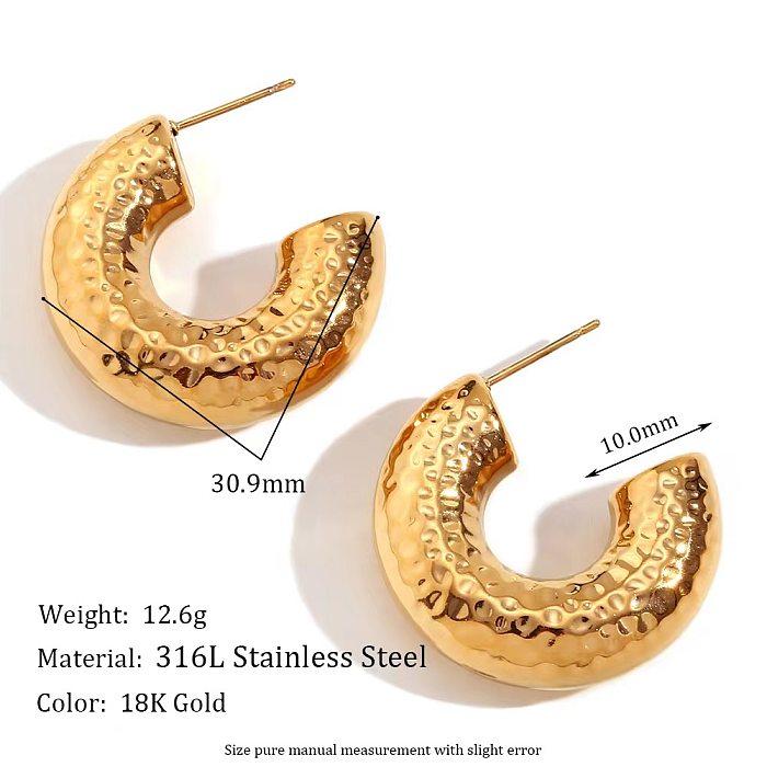 1 Pair Lady Simple Style C Shape Stainless Steel  18K Gold Plated Ear Studs