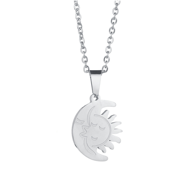 Casual Sun Moon Stainless Steel  Plating Pendant Necklace