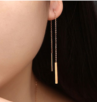 Boucles d'oreilles longues de mode coréenne, boucles d'oreilles simples personnalisées en acier inoxydable