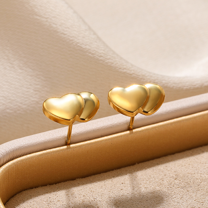 1 par de pendientes casuales exagerados con forma de corazón chapado Irregular de acero inoxidable chapado en oro de 18 quilates