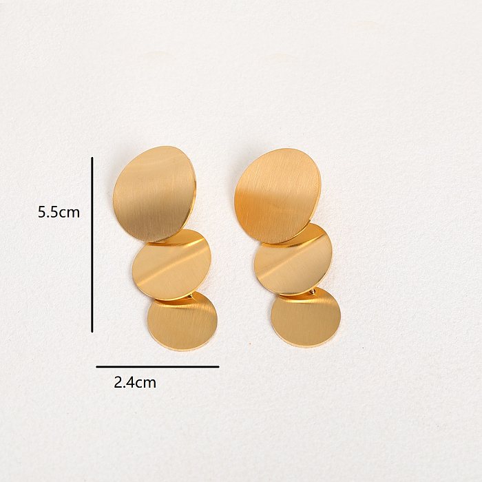 1 Pair Simple Style Round Stainless Steel  Plating 18K Gold Plated White Gold Plated Drop Earrings