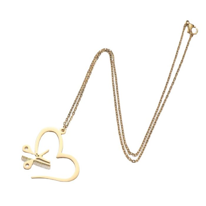 1 Piece Retro Heart Shape Stainless Steel  Stainless Steel Irregular Plating Necklace