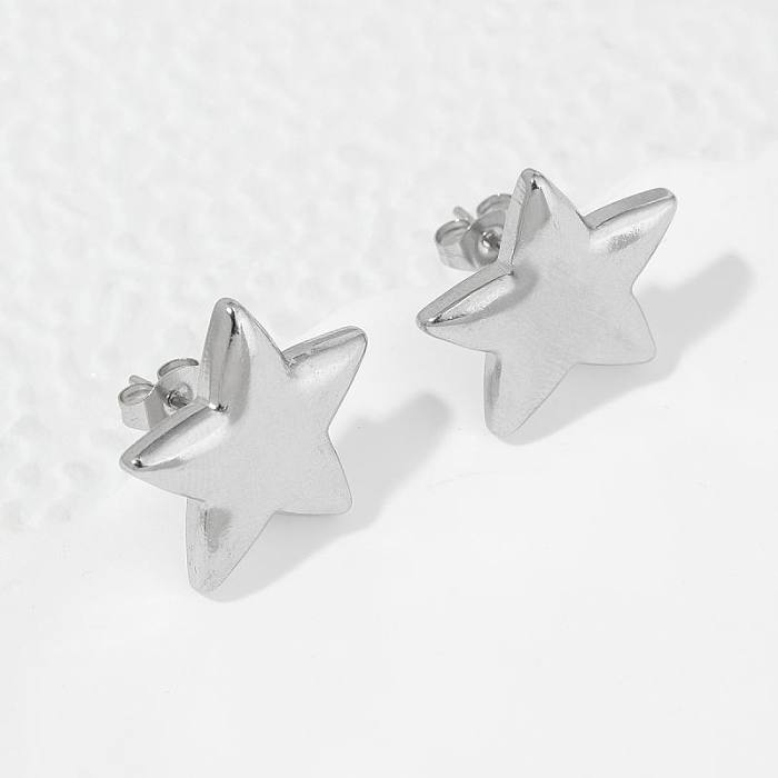 1 paire de clous d'oreilles plaqués or 18 carats en acier inoxydable avec étoile artistique de style IG