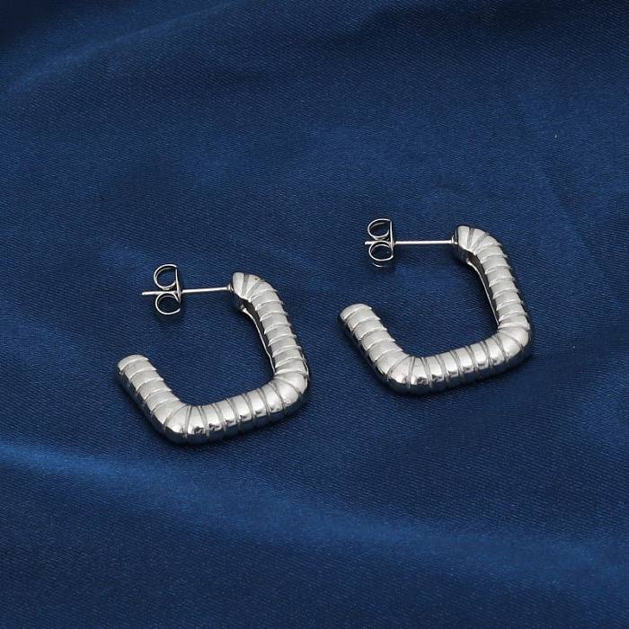 1 Pair Casual Modern Style Classic Style Square Plating Stainless Steel  Silver Plated Earrings