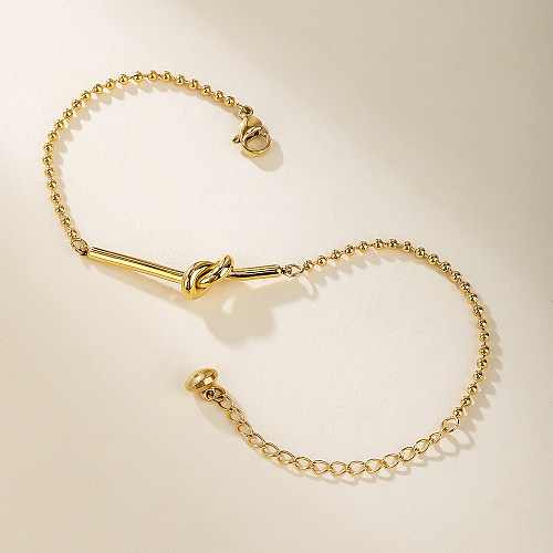 Bracelets plaqués or 18 carats, vente en gros, Style Simple, nœud de couleur unie, acier inoxydable, titane, plaqué or