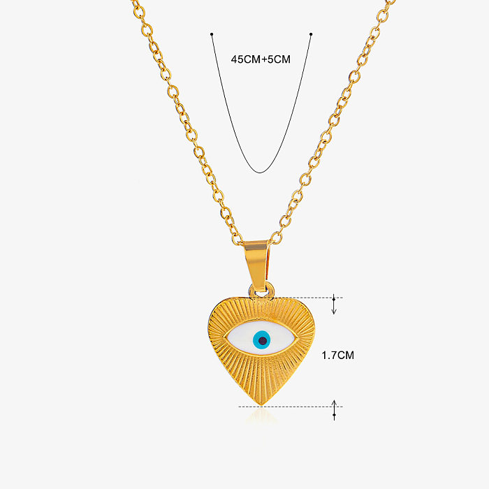 Collier pendentif en forme d'oeil en forme de cœur, en acier inoxydable, plaqué en acier inoxydable