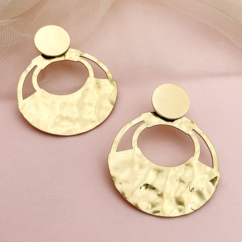 1 Pair Casual Elegant Oval Polishing Plating Hollow Out Stainless Steel  Gold Plated Ear Studs