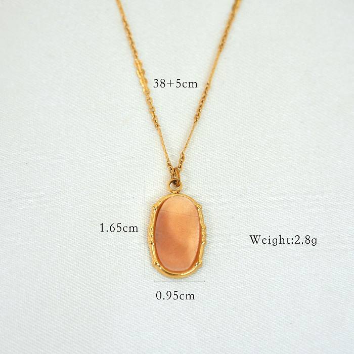 European And American Ins Affordable Luxury Fashion Women's Cut Natural Stone Pendant Jewelry Stainless Steel  316L Plated 14K Gold Necklace