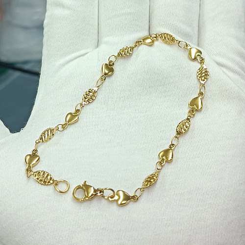 Novidade estilo simples formato de coração pulseiras banhadas a ouro 18K em aço inoxidável