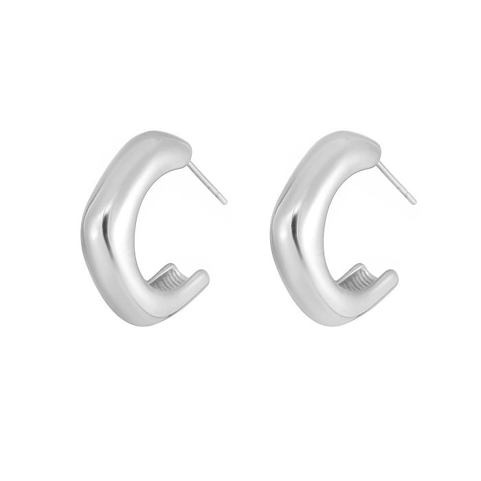1 par de brincos de orelha em formato de C, estilo simples, estilo clássico, irregular, chapeamento de aço inoxidável