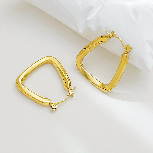 1 Pair Vintage Style Square Plating Stainless Steel  Gold Plated Earrings