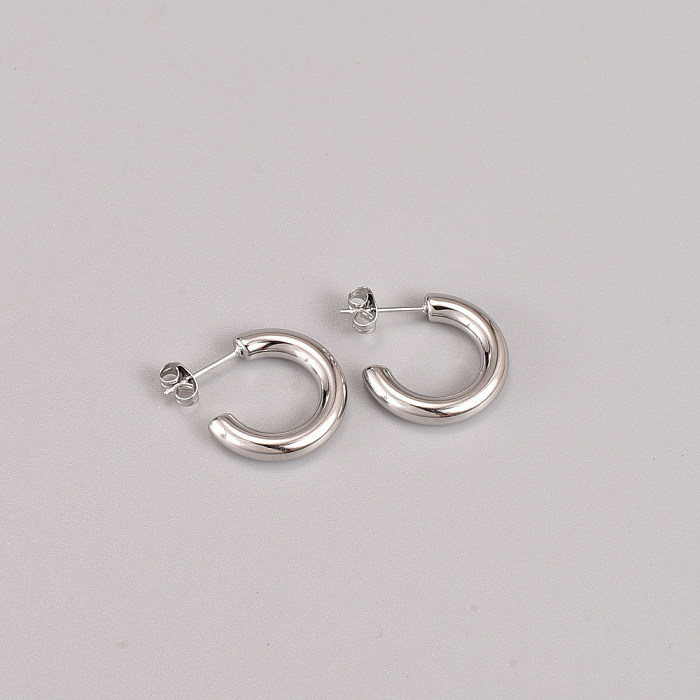 jewelry Jewelry Wholesale Fashion C-shaped Stainless Steel Golden Earrings