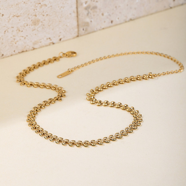 Geometrische Damen-Halskette aus Edelstahl mit Edelstahlbeschichtung, ausgehöhlt, 18 Karat vergoldet