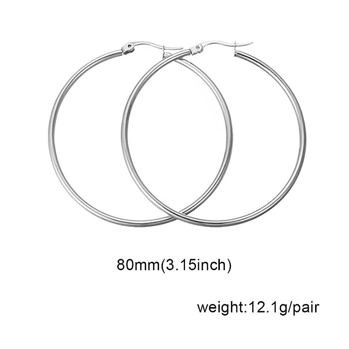 Fashion Solid Color Stainless Steel  Hoop Earrings 1 Pair