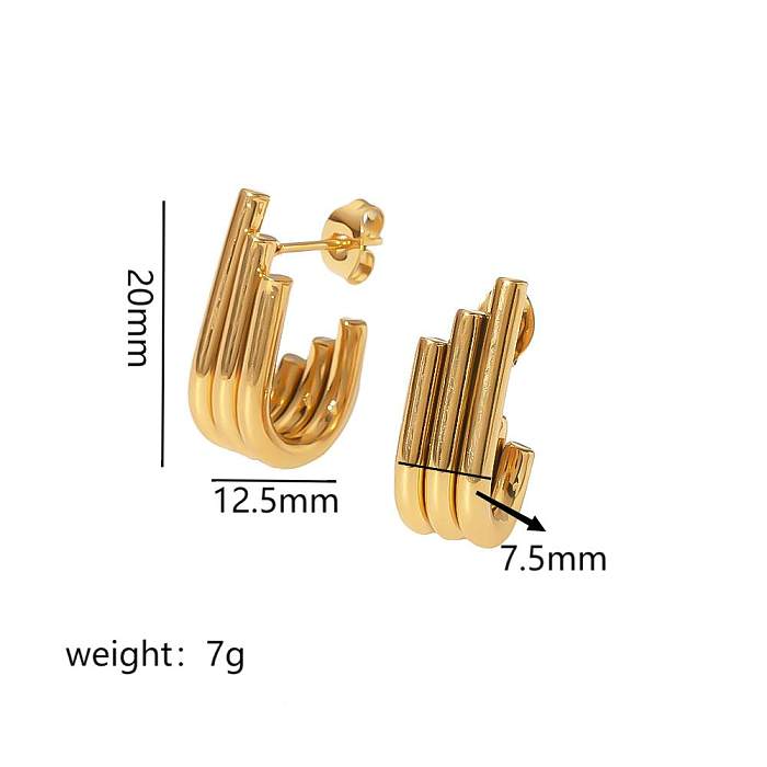 1 par de pinos de orelha banhados a ouro 18K em estilo simples em formato de U de aço inoxidável