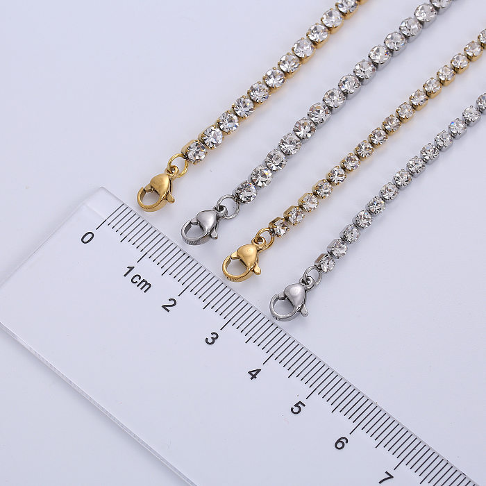 Simple Style Geometric Stainless Steel Inlay Zircon Necklace 1 Piece