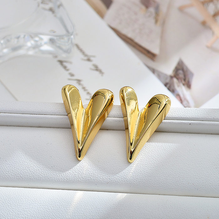 1 Pair Classic Style Heart Shape Plating Stainless Steel Ear Studs