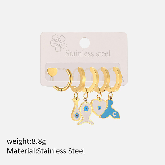 1 Set Cute Sweet Fish Plating Stainless Steel  Drop Earrings