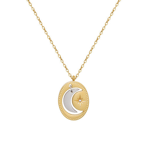 Retro Moon Stainless Steel Plating Pendant Necklace 1 Piece