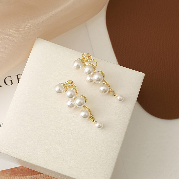 1 par de pendientes colgantes de perlas de imitación de acero inoxidable geométricos de estilo Vintage de estilo nórdico