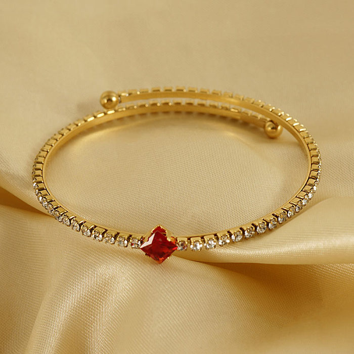 Bracelet plaqué or 18 carats avec strass laser géométriques élégants en acier inoxydable