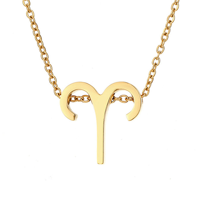 Collar chapado en oro de acero inoxidable con colgante de constelación del zodíaco de moda