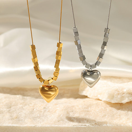 Fashion Heart Shape Stainless Steel  Gold Plated Pendant Necklace