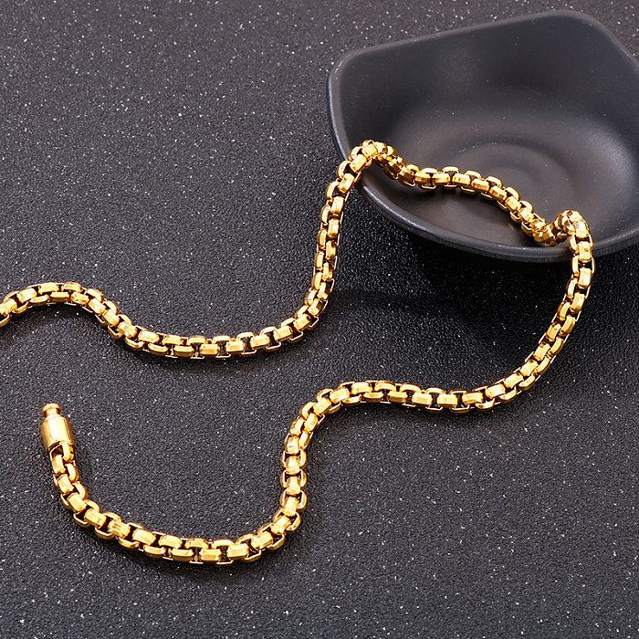 Einfache Art und Weise Edelstahl-Quadrat-Perlen-Schnalle-Halskette Großhandel