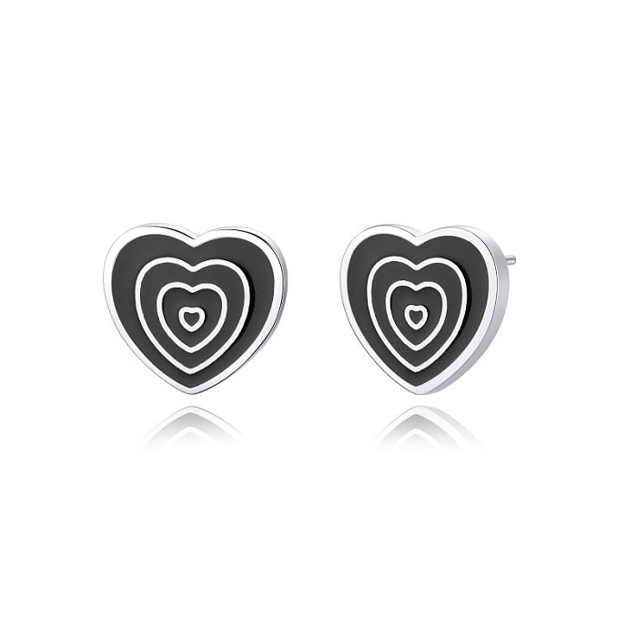 1 par de brincos de orelha em aço inoxidável epóxi fofos em formato de coração